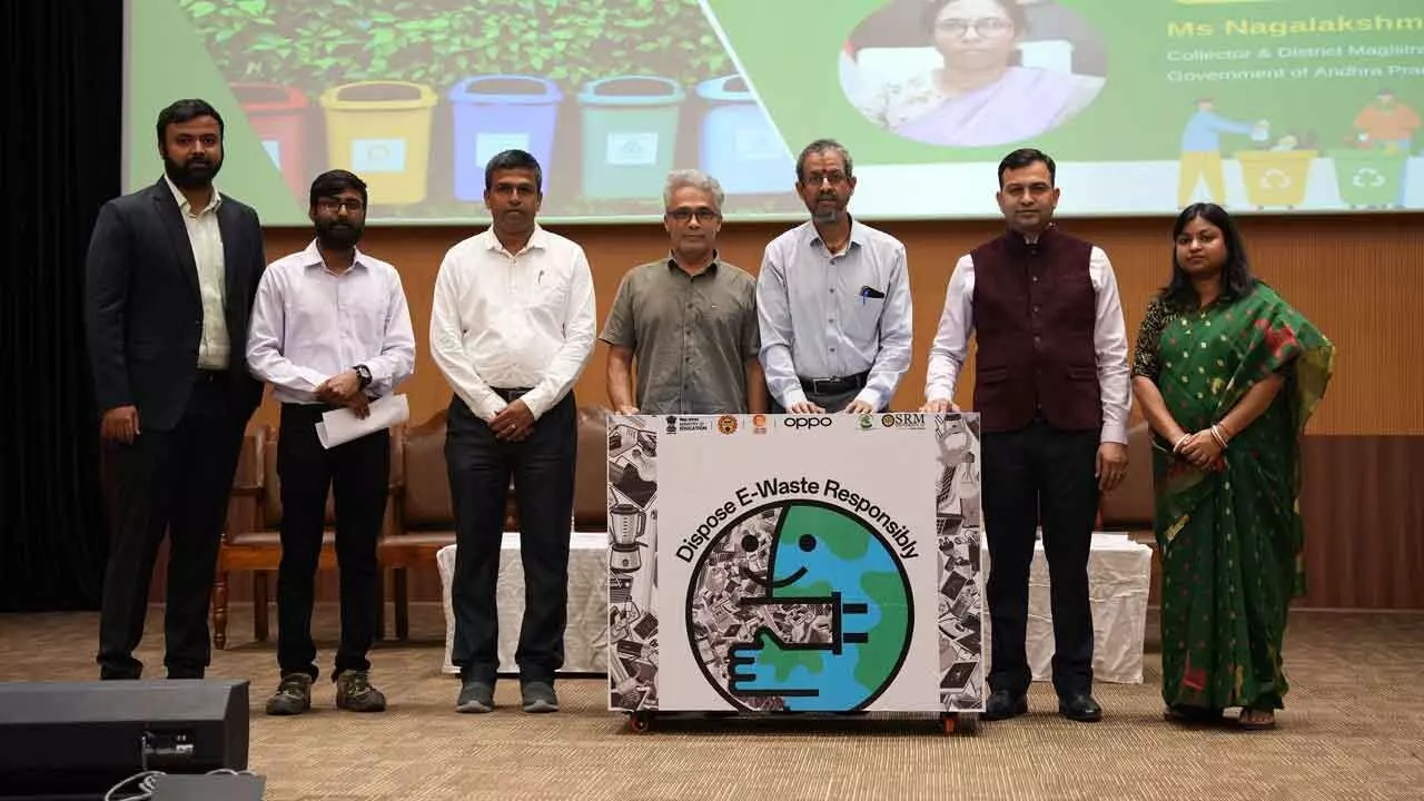 SRM University-AP in collaboration with All India Council for Technical Education and OPPO India launching ‘Generation Green’ campaign to combat e-waste at the university at Inavolu in Guntur district on Thursday