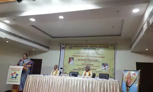 Prof Santishree Dhulipudi Pandit, Vice-Chancellor of Jawaharlal Nehru University, Delhi speaking at a seminar organised by Samalochana
