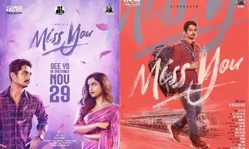 Siddharth and Ashika Ranganath’s ‘Miss You’ Set for November 29 Release