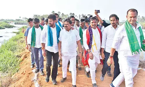 Chief Minister A Revanth Reddy during the Musi Punarjeeva Sankalpam Yatra at Sangem village in Yadadri- Bhuvanagiri district on Friday