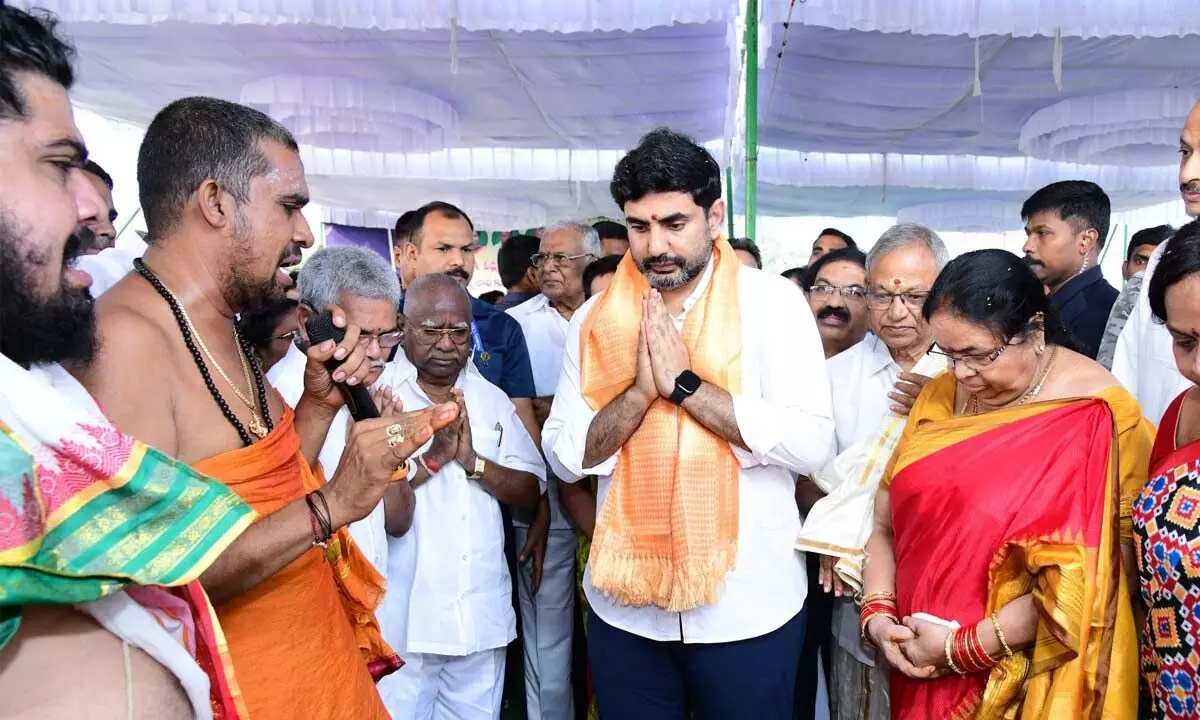 Nara Lokesh Participates in Padmasali Bhavan Foundation laying program in Mangalagiri