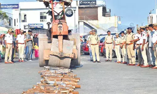 vizag cops destroy seized noisy silencers