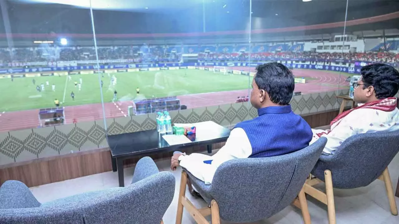 CM Mohan Charan Majhi watches ISL football match