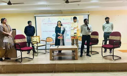 Participants at the workshop on capacity building at Andhra Pradesh State Skill Development Corporation office at Tadepalli on Friday