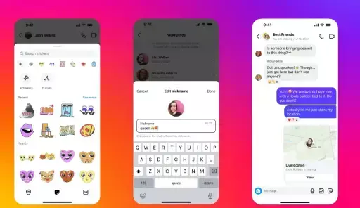 Instagram DM Updates: Fun New Features with Nicknames, Live Location Sharing, and Sticker Packs