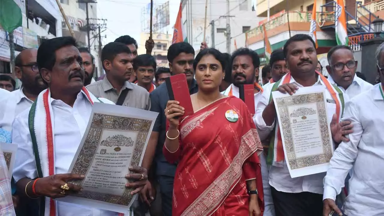 Sharmila takes out rally to mark Constitution Day