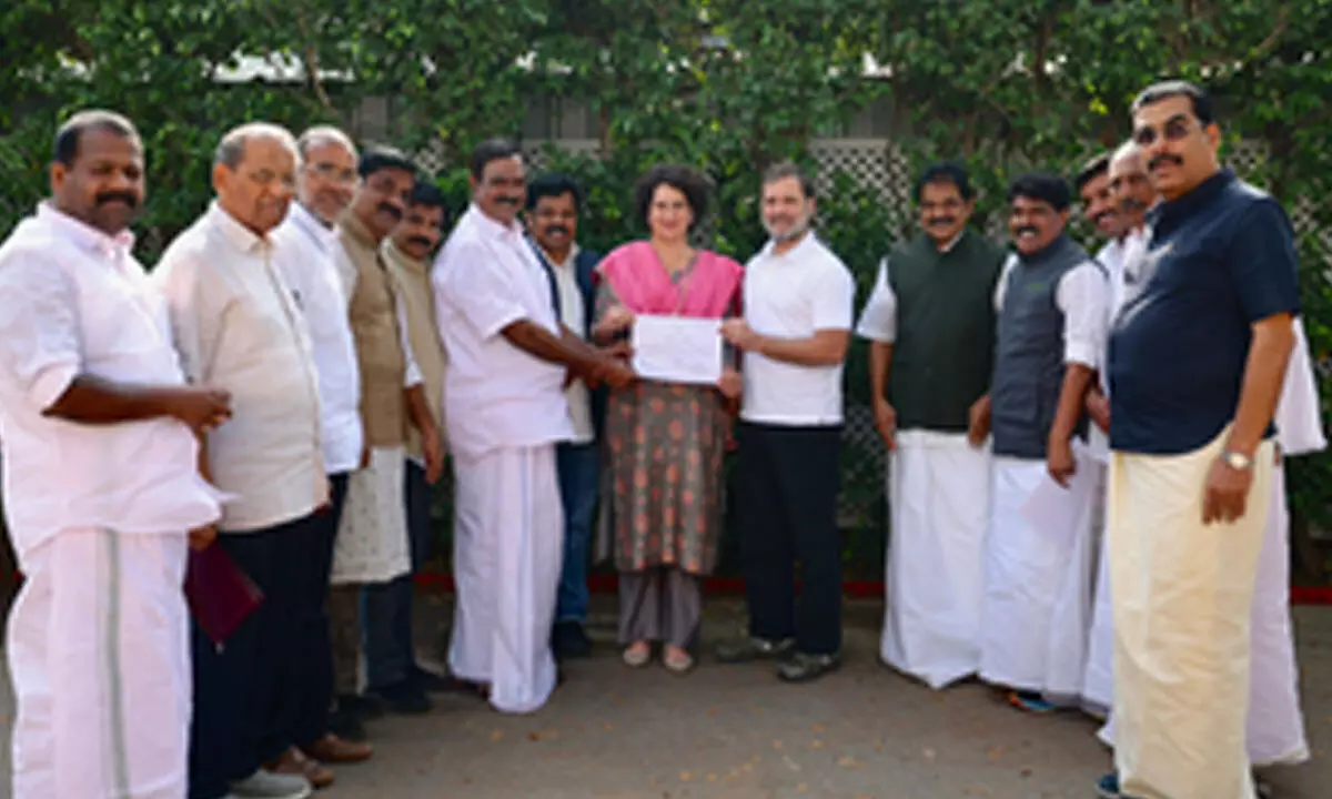 Post maiden LS win, Wayanad Cong leaders give election certificate to Priyanka Gandhi