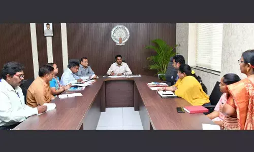 Dr Pramod Nayak, director of Maharashtra State Technical Education Board with the officials of AP State Board for Technical Education and Training in Vijayawada on Tuesday