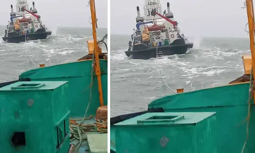 Fishermen stranded in sea rescued by officials at Krishnapatnam Port