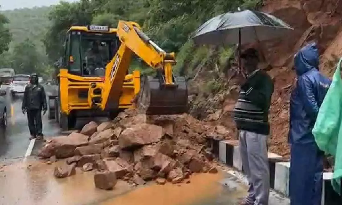 Landslides Hit Second Ghat Road in Tirumala Amid Cyclonic Rains