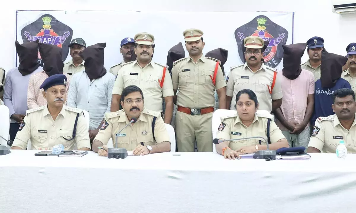 SP G Krishnakanth producing the accused before the media in Nellore on Sunday