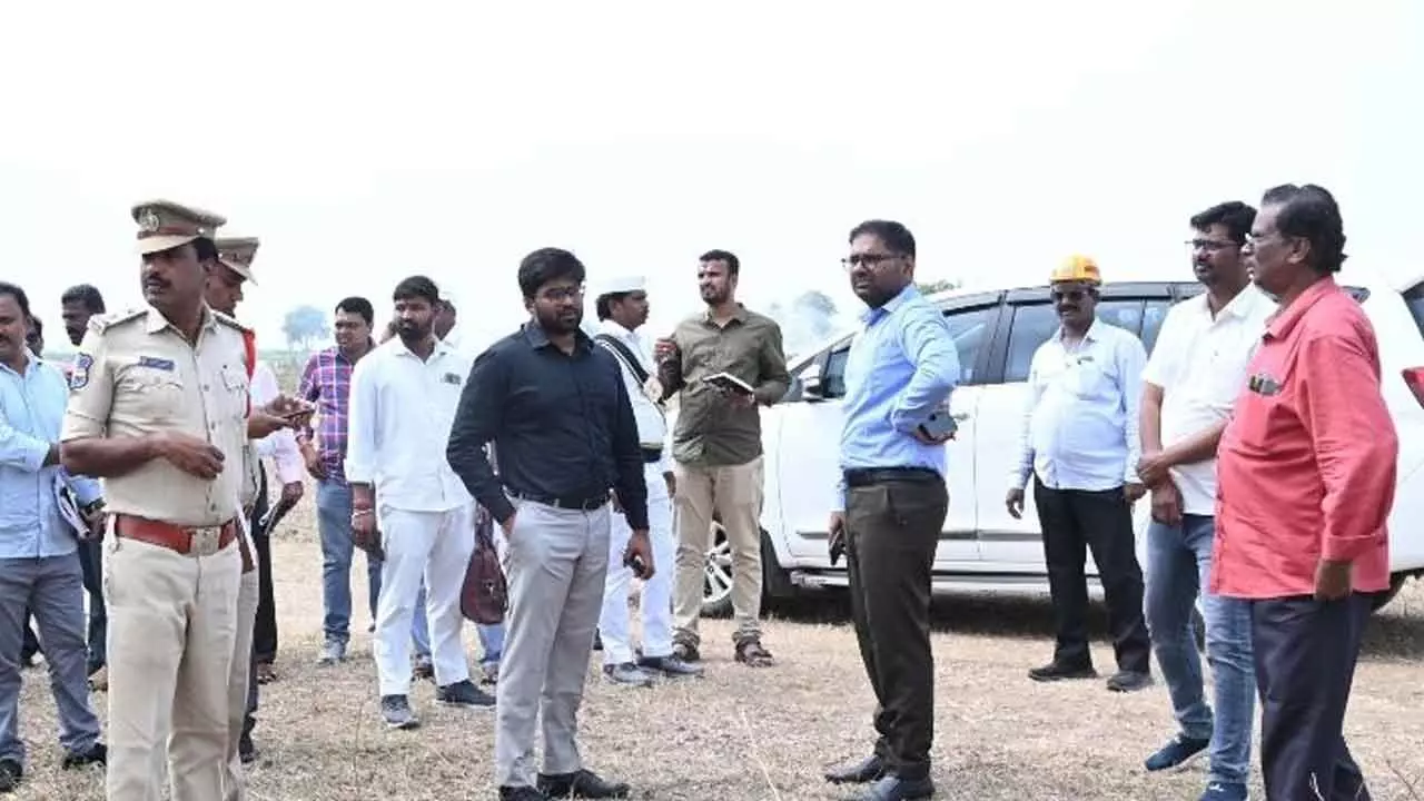 Collector Koya Sri Harsha inspects arrangements for CM’s public meeting