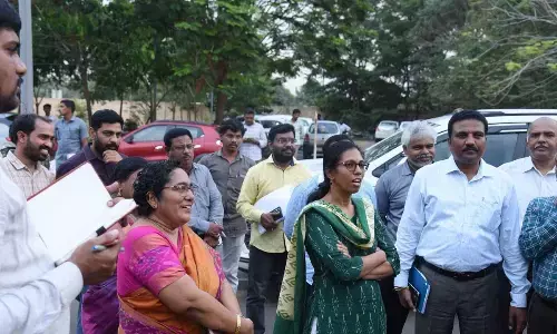 Collector S Nagalakshmi reviewing arrangements for collectors’ conference at Velagapudi on Friday