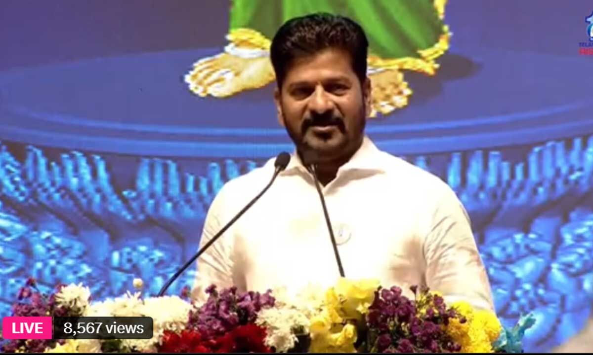 CM Revanth Reddy Unveils Telangana Talli Statue At Secretariat Premises