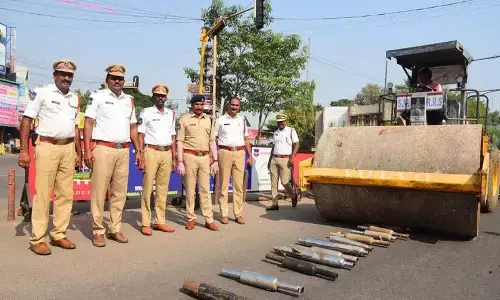 Hanamkonda Police Destroy 261 Modified Bike Silencers
