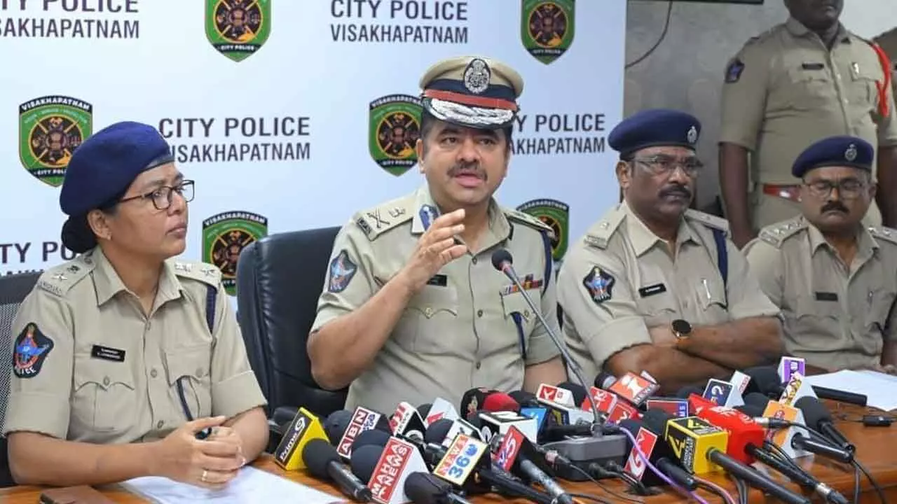 City Police Commissioner Shankhabrata Bagchi briefing the media in Visakhapatnam on Tuesday