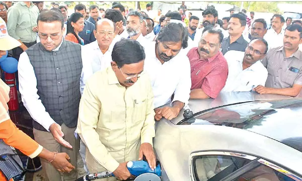 Minister Narayana inaugurates fuel station