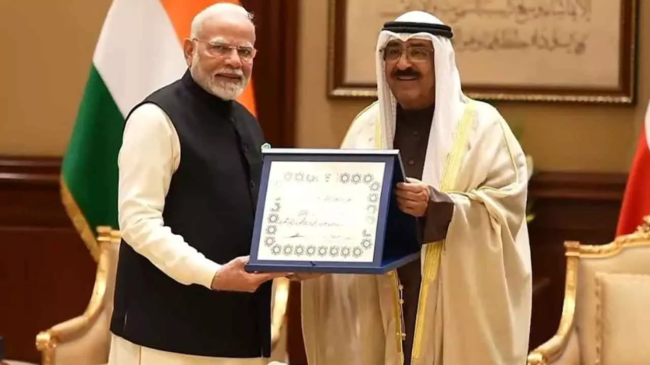 Kuwait bestows its highest honour The Order of Mubarak Al Kabeer to PM Modi