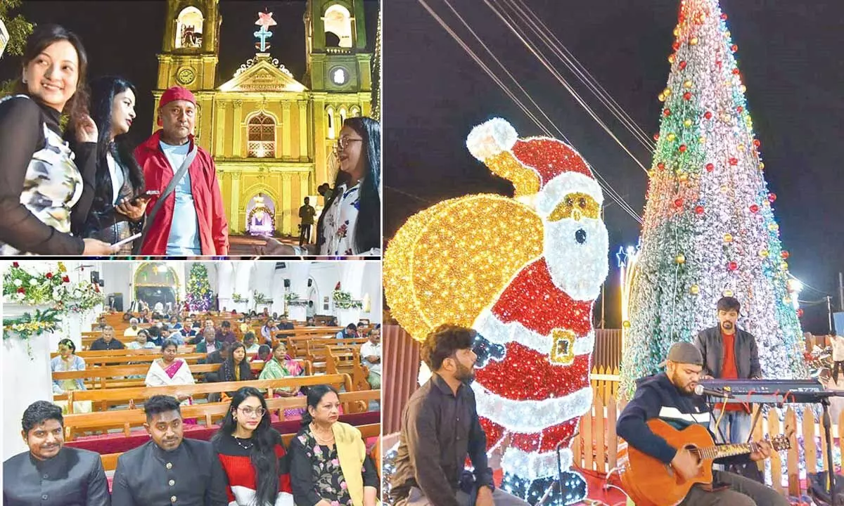 Xmas bells toll in churches as city glows with festive joy