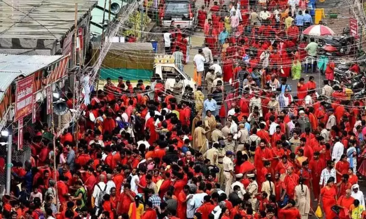 Devotees Flock to Indrakeeladri for Final Day of Bhavani Initiations