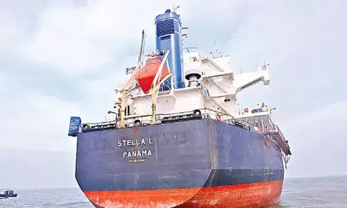 PDS rice unloaded from stella ship at Kakinada Port