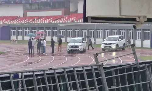 Vehicles parked on athletics track: BJD