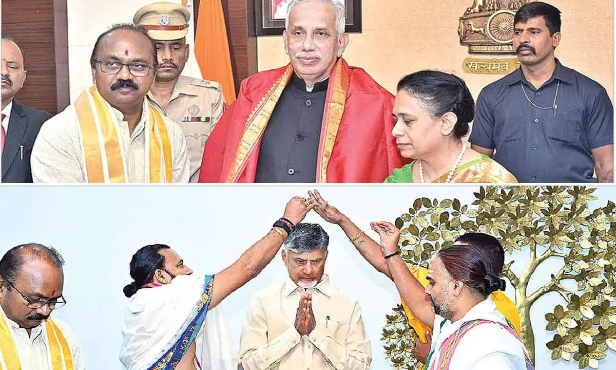 TTD priests bless Governor, CM on New Year