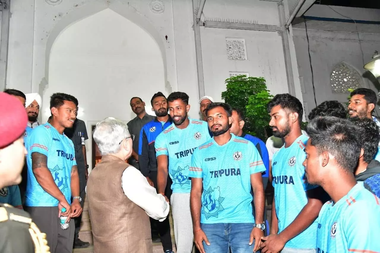 Tripura Ranji Team Meets Governor Jishnu Dev Varma at Hyderabad Raj Bhavan