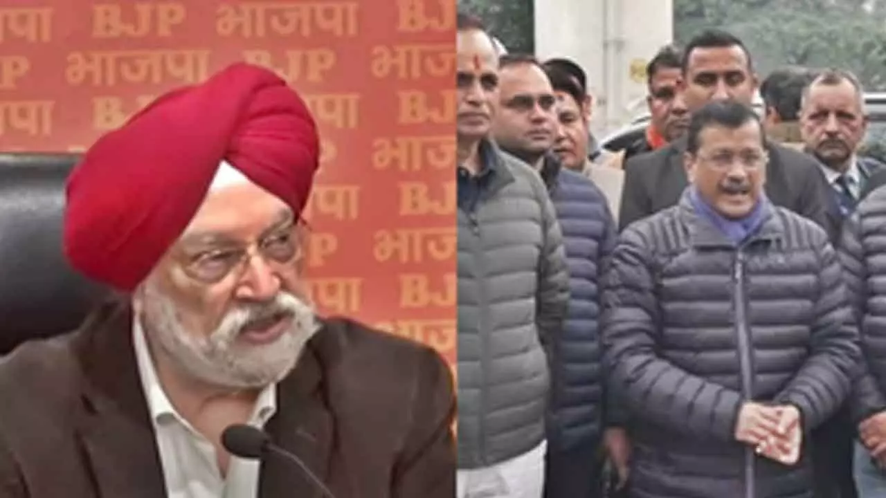 Kejriwal tells slum dwellers voting for BJP amounts to suicide; Hardeep Puri hits back