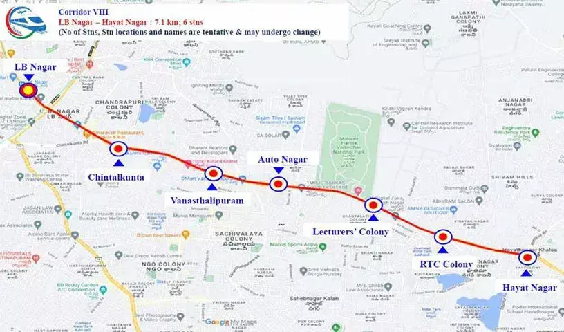 Hyderabad Metro Phase 2: Six New Stations on LB Nagar to Hayathnagar Route