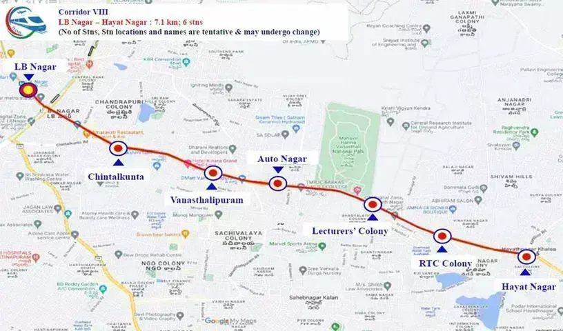 Hyderabad Metro Phase 2: Six New Stations on LB Nagar to Hayathnagar Route