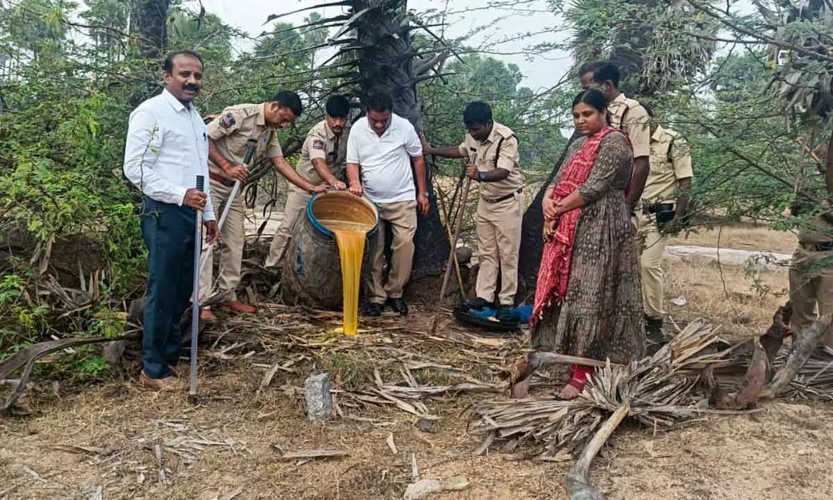 500 Liters of Jaggery Liquor Destroyed in Kalwakurthy