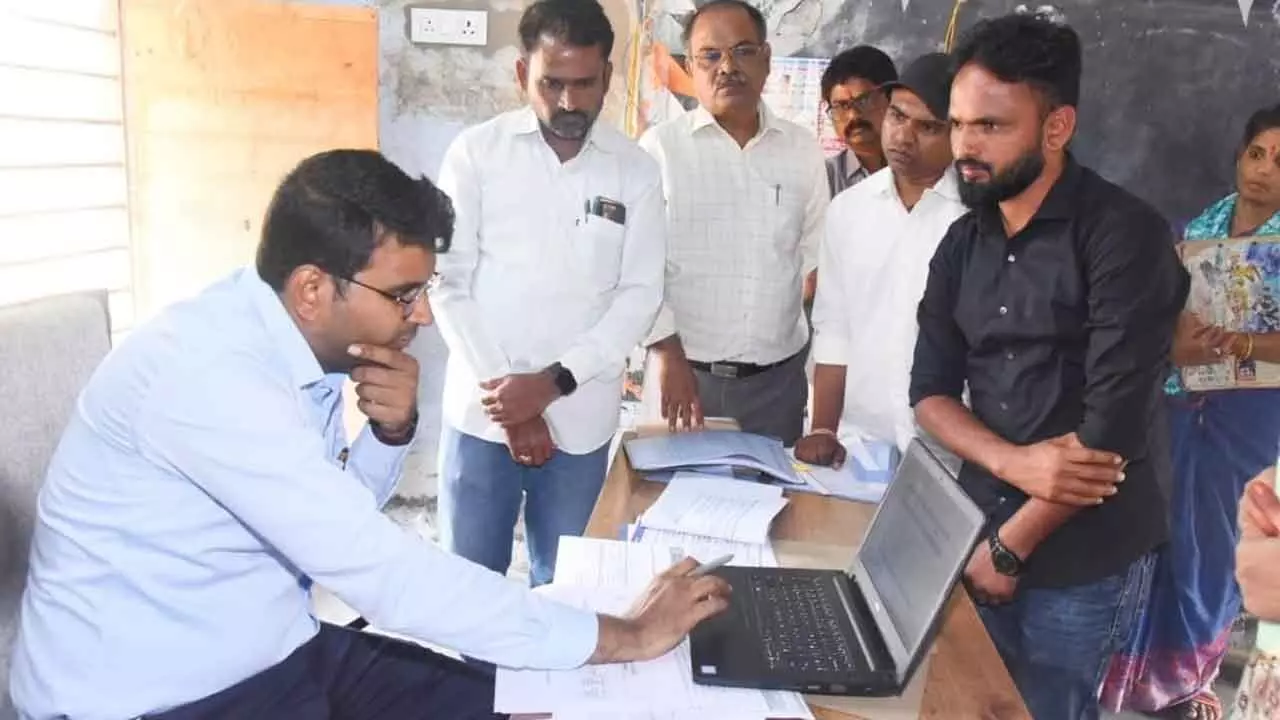 Collector B.M. Santhosh Reviews Field Verification for Rythu Bharosa and Ration Card Beneficiaries