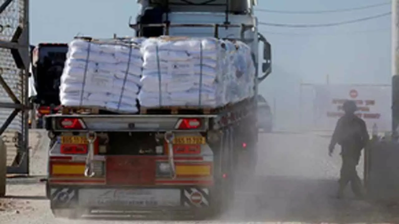 First aid trucks enter Gaza from Egypt as ceasefire takes effect