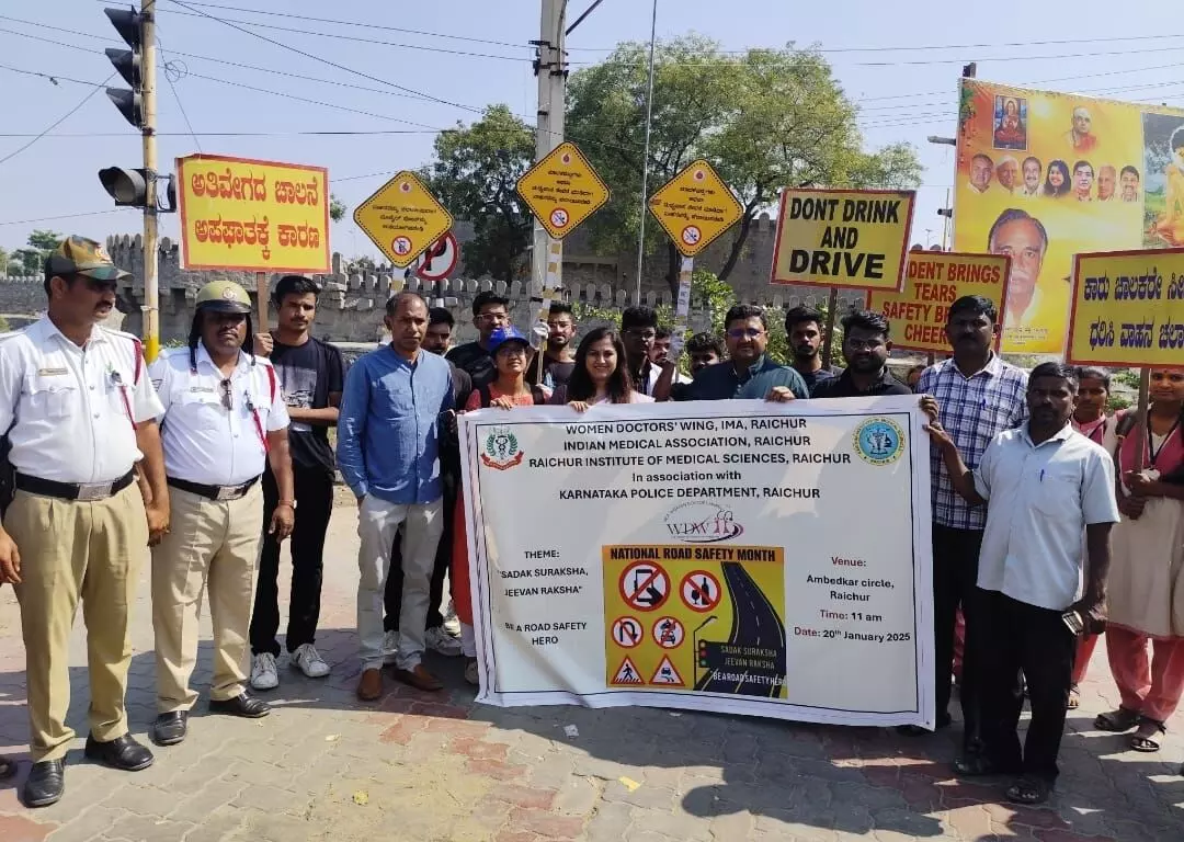 Road Safety Awareness Month Program Promotes Safe Driving in Raichur