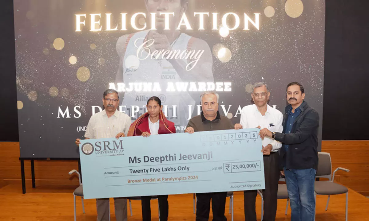 SRM-AP felicitates Deepthi for winning Arjuna award SRM-AP felicitates Deepthi for winning Arjuna award