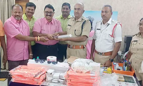 Amar Raja Group donates safety equipment to traffic police