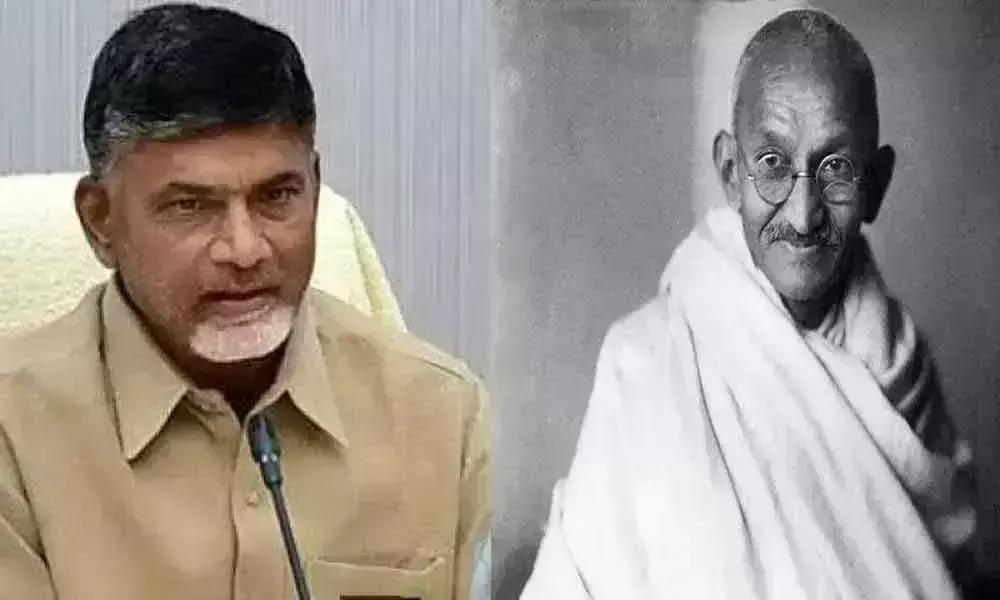 AP CM Chandrababu pays tribute to Mahatma Gandhi on 77th death anniversary