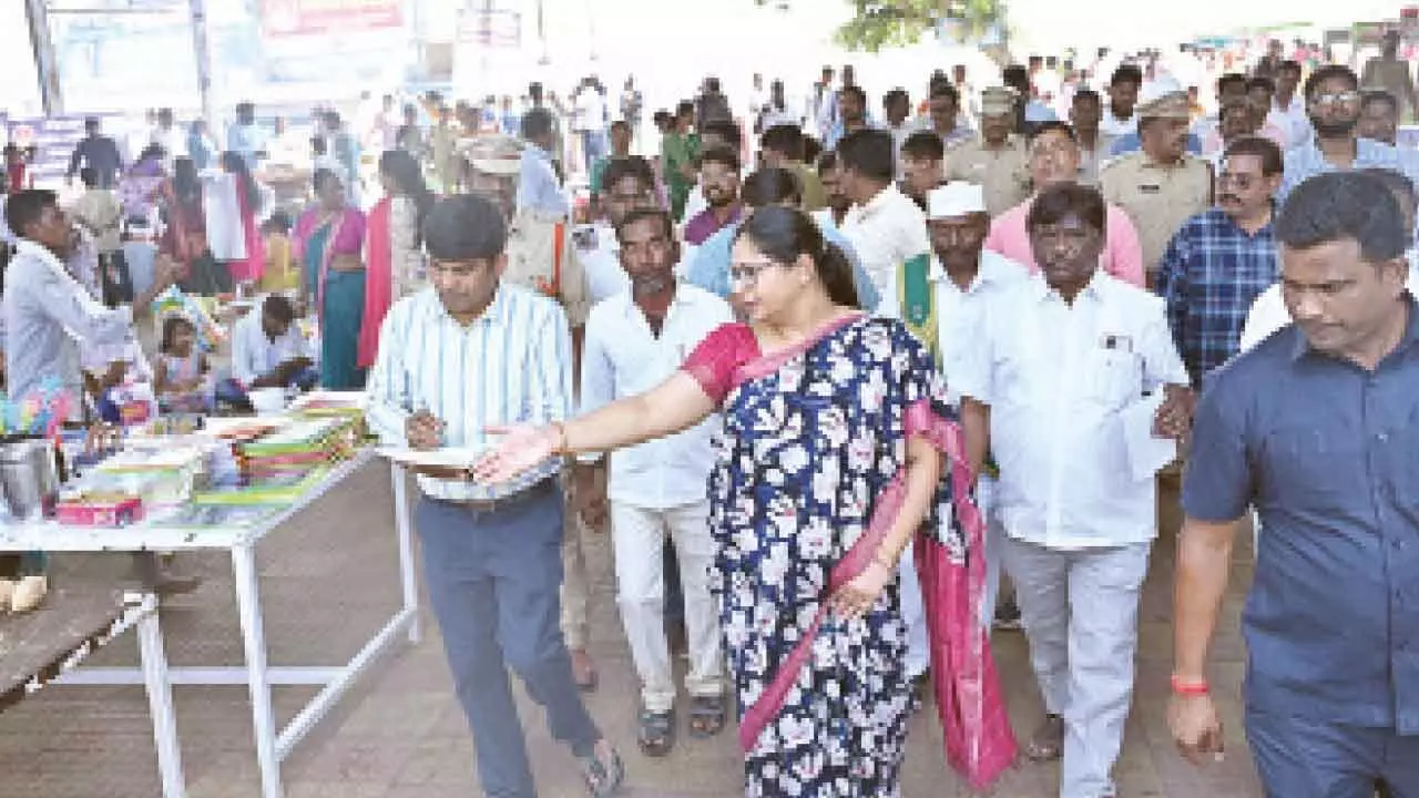 Nirmal: Collector inspects arrangements for Vasant Panchami celebrations Nirmal: Collector inspects arrangements for Vasant Panchami celebrations