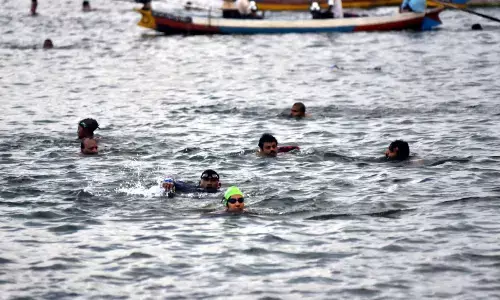 Krishna River cross swimming competitions organised