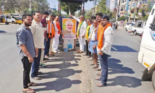 BJP leaders perform Palabishekam to Prime Minister Narendra Modi’s portrait