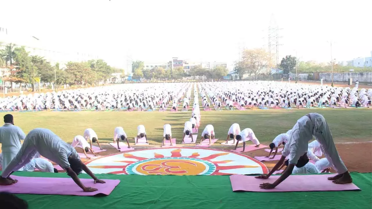 Mass Surya Namaskar marks Ratha Saptami