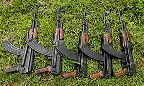 6 SLRs, 3 AK rifles, ammunition looted from Manipur Rifles post in Thoubal