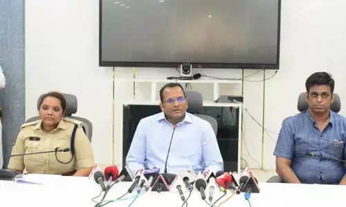 Collector and Returning Officer MN Harendhira Prasad briefing the media in Visakhapatnam on Thursday