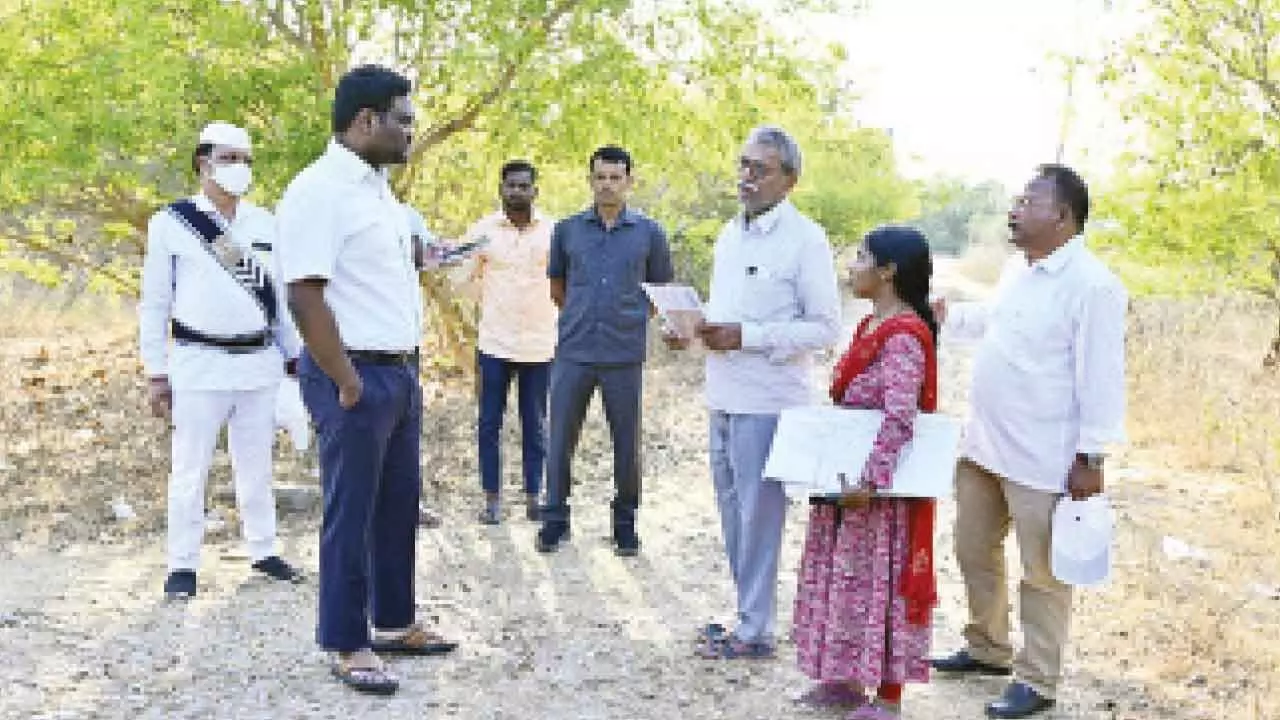 Collector Rajiv Gandhi Hanumanthu inspects site for residential school Collector Rajiv Gandhi Hanumanthu inspects site for residential school