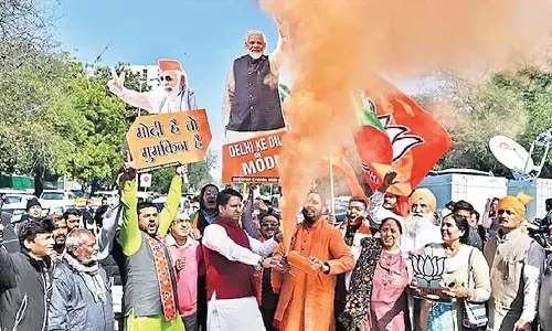 BJP leaders inspect Ramlila Ground before oath-taking ceremony