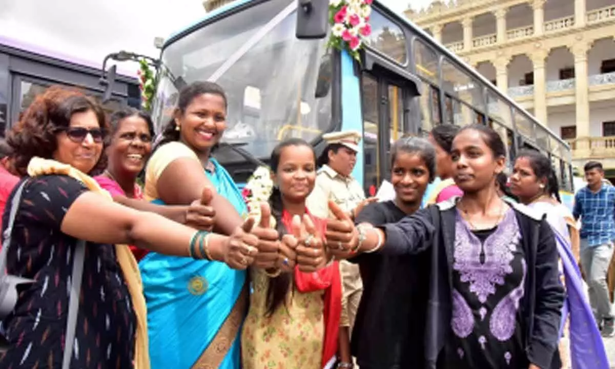 Over 397 crore women availed free travel scheme till date, claims K’taka govt Over 397 crore women availed free travel scheme till date, claims K’taka govt