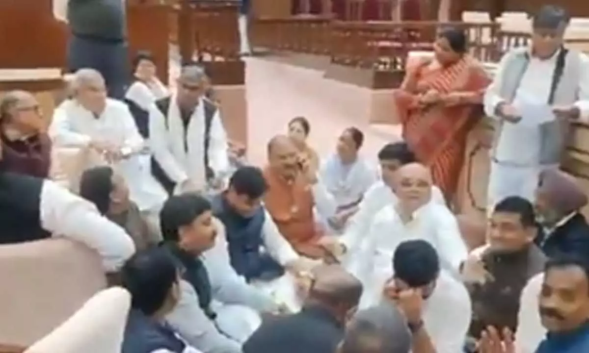 Uproar in Rajasthan Assembly over Dadi remark, Cong MLAs protest Uproar in Rajasthan Assembly over Dadi remark, Cong MLAs protest