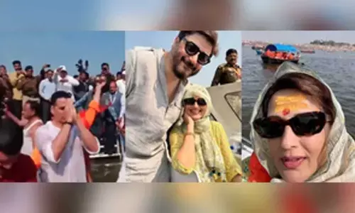 Akshay Kumar takes dip at Sangam, praises arrangements at Maha Kumbh; Sonali Bendre also spotted