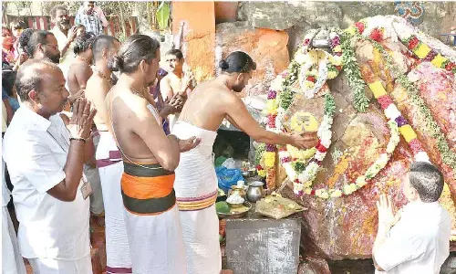 Abhishekam performed to Tirumala Kshetrapalaka
